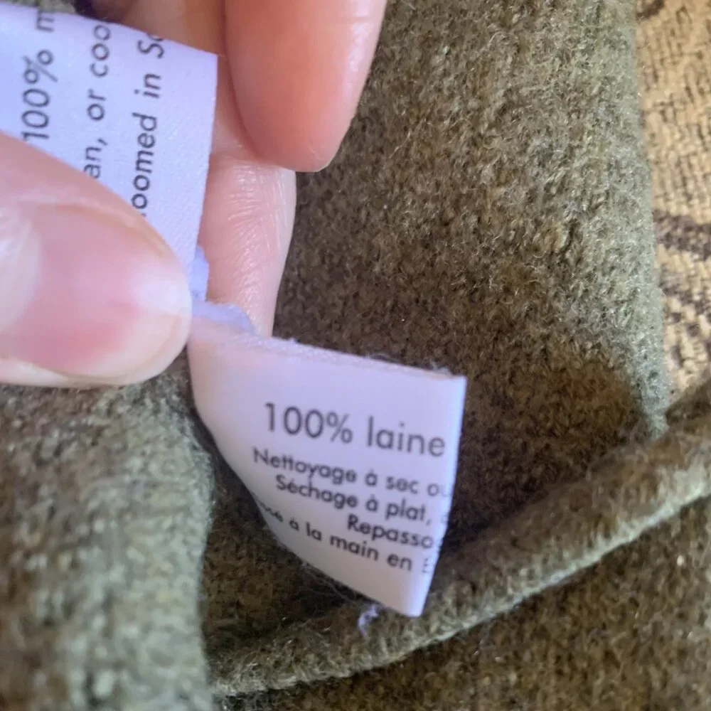 Green O/S Wool eskandar Crewneck Sweater with 3/4 sleeves - Picture 9 of 10